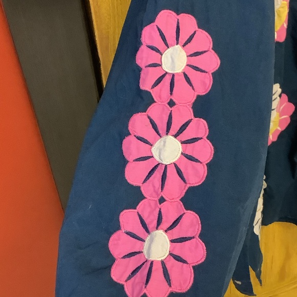 Frances Valentine Navy Dress with Pink and White Floral Accents - Picture 6 of 8